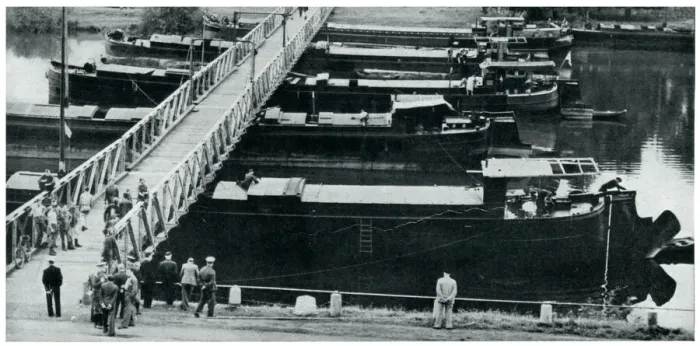 Framed Print : Temporary emergency bridge in Belgium, Sept 1939 Framed Print : Temporary emergency bridge in Belgium, Sept 1939