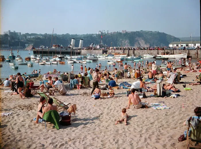 Framed Print : Tenby - The harbour with paddle steamer at pier Framed Print : Tenby - The harbour with paddle steamer at pier