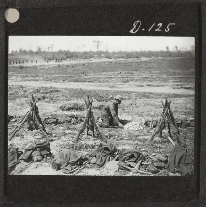 Framed Print : Tending a grave near Mametz Wood, August 1916 Framed Print : Tending a grave near Mametz Wood, August 1916