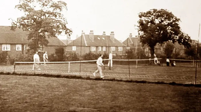 Framed Print : Tennis courts, Bournville Village in the 1920s Framed Print : Tennis courts, Bournville Village in the 1920s