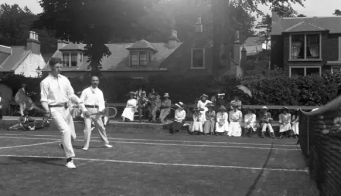 Framed Print : Tennis match at Beech Grove Tennis Club, Moffat Framed Print : Tennis match at Beech Grove Tennis Club, Moffat
