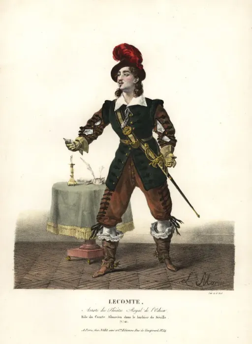Framed Print : Tenor singer Lecomte as Almaviva in the opera Framed Print : Tenor singer Lecomte as Almaviva in the opera