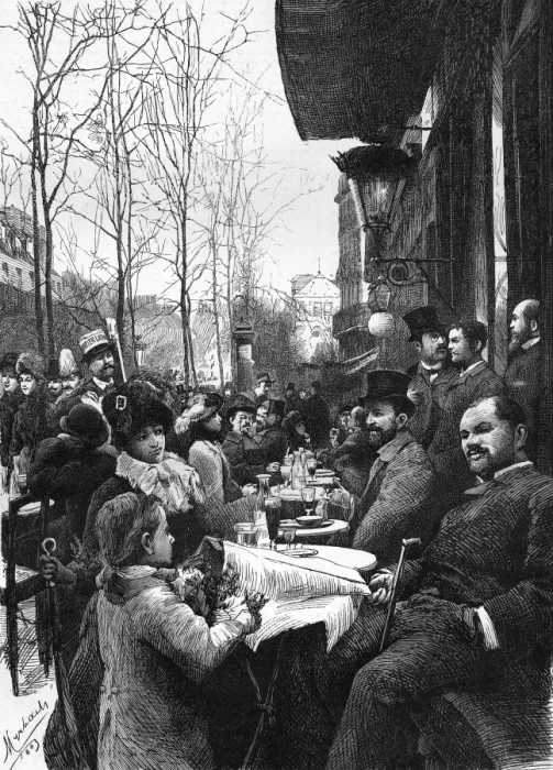 Framed Print : Terrace Cafe Scene 1884 Framed Print : Terrace Cafe Scene 1884