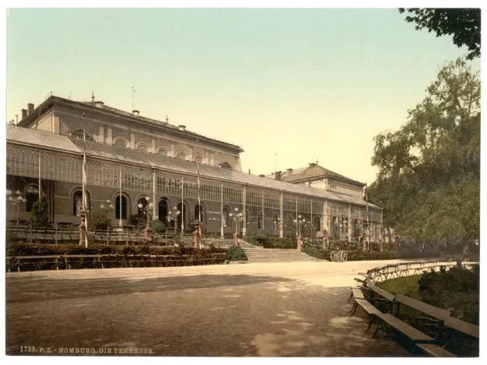 Framed Print : The Terrace, Homburg (i. e. Bad Homburg vor der Hohe), Hesse- Framed Print : The Terrace, Homburg (i. e. Bad Homburg vor der Hohe), Hesse-