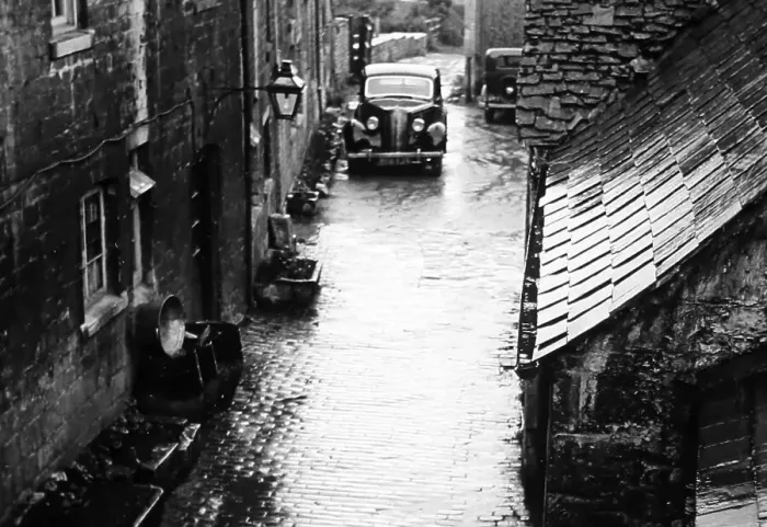 Framed Print : Terraced housing back alley, probably 1940s Framed Print : Terraced housing back alley, probably 1940s