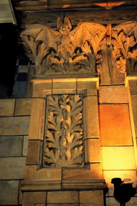 Framed Print : Detail of terracotta moulding of a bat in the Waterhouse Bui Framed Print : Detail of terracotta moulding of a bat in the Waterhouse Bui