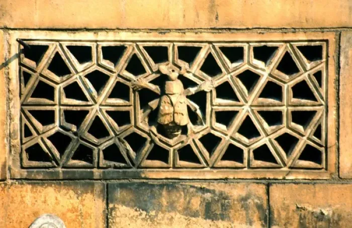 Framed Print : Detail of terracotta moulding of a beetle in the Waterhouse Framed Print : Detail of terracotta moulding of a beetle in the Waterhouse