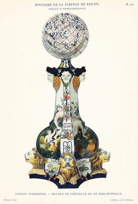 Framed Print : Terrestrial sphere, furniture for a hall or library, Rouen Framed Print : Terrestrial sphere, furniture for a hall or library, Rouen