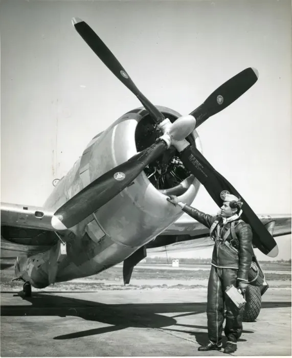 Framed Print : Test pilot Gerard Demunk - front of Curtiss-Wright propeller Framed Print : Test pilot Gerard Demunk - front of Curtiss-Wright propeller