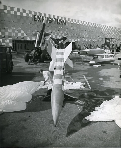 A test rocket used to demonstrate the parachute recover?