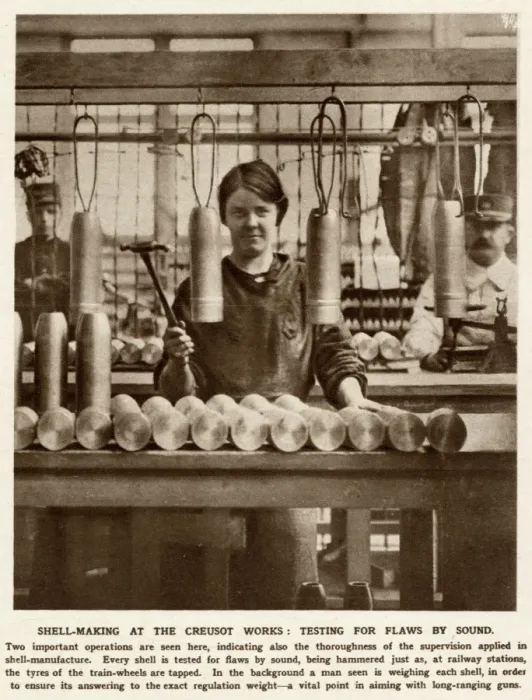 Framed Print : Testing for flaws in the sound, Creusot works, France 1915 Framed Print : Testing for flaws in the sound, Creusot works, France 1915