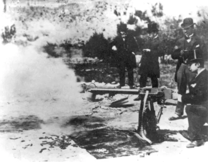 Framed Print : Testing a Maxim machine gun Framed Print : Testing a Maxim machine gun