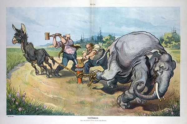 Tethered. Illustration shows William Jennings Bryan and William H