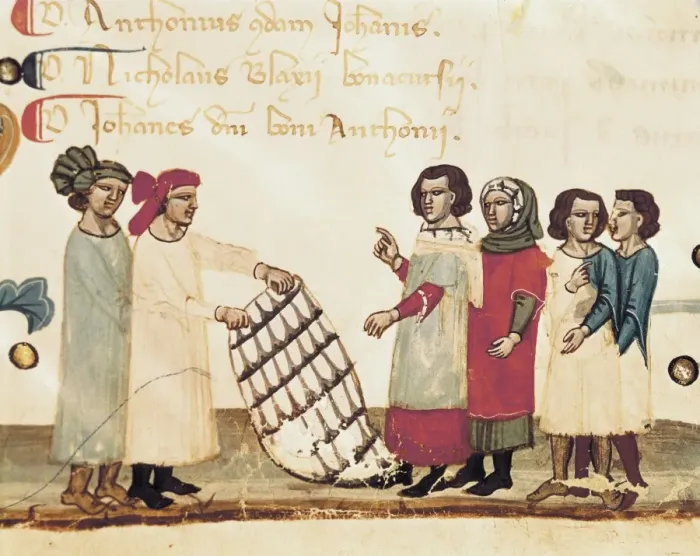 Framed Print : Textile Merchants. Illustration from the book of Framed Print : Textile Merchants. Illustration from the book of