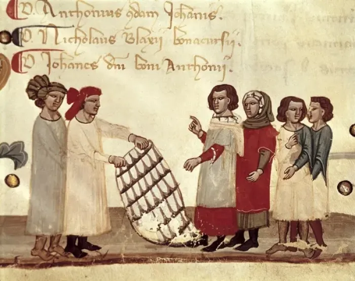 Framed Print : Textile Merchants. Illustration from the book of Framed Print : Textile Merchants. Illustration from the book of