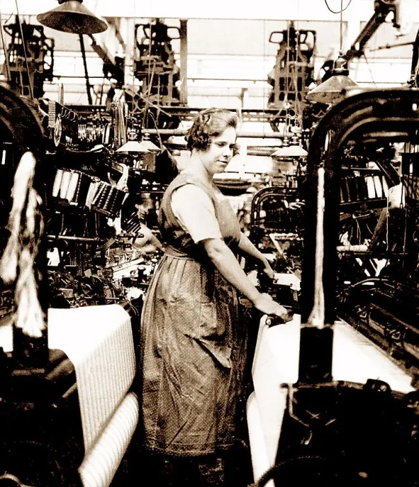 Framed Print : Textile worker early 1900s Framed Print : Textile worker early 1900s