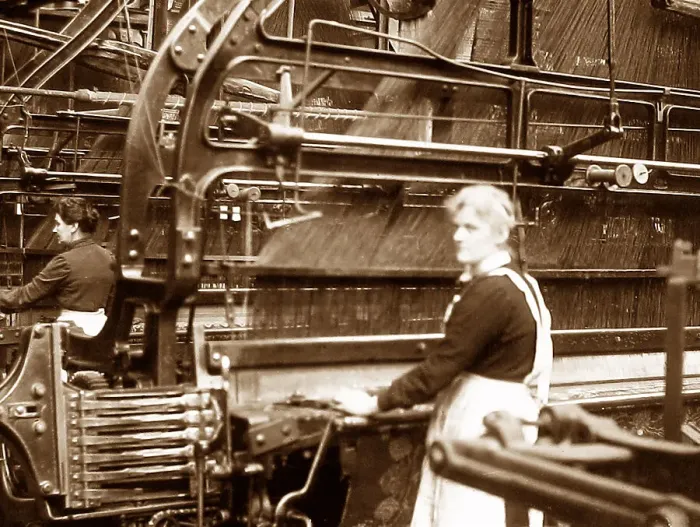 Framed Print : Textile worker early 1900s Framed Print : Textile worker early 1900s
