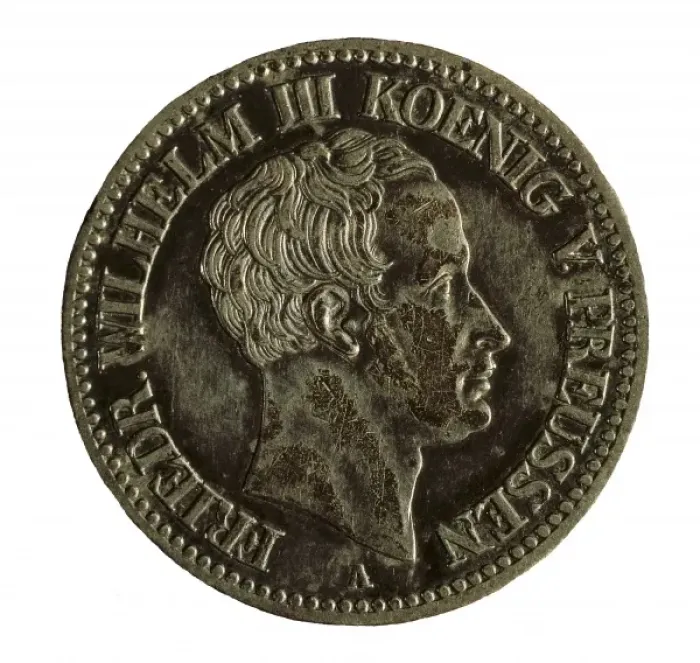 Framed Print : Thaler, silver coin with portrait of Friedrich Framed Print : Thaler, silver coin with portrait of Friedrich