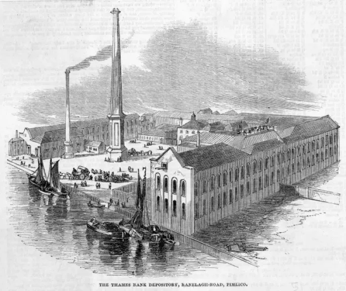 Framed Print : Thames Bank Depository, Pimlico, London Framed Print : Thames Bank Depository, Pimlico, London