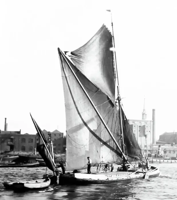 Framed Print : A Thames barge, early 1900s Framed Print : A Thames barge, early 1900s