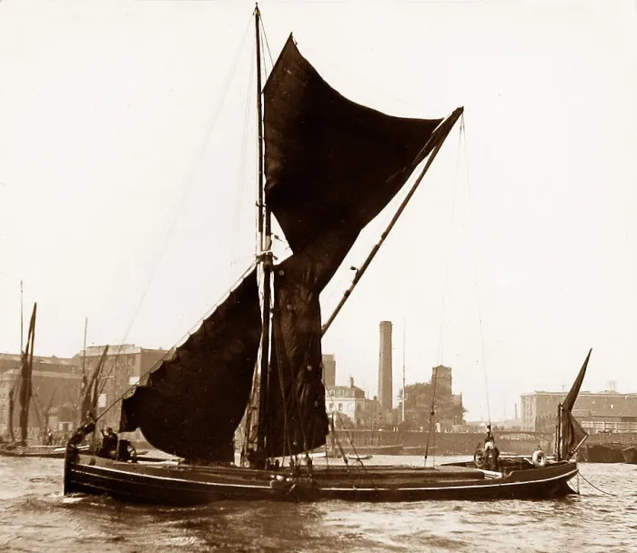 Framed Print : Thames Barge Victorian period Framed Print : Thames Barge Victorian period