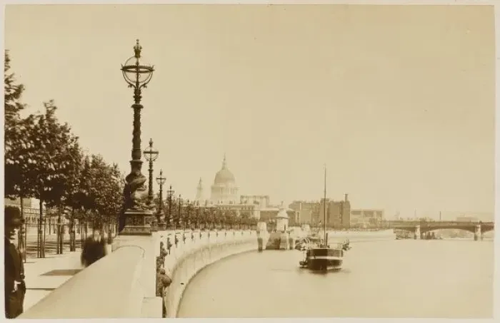Framed Print : Thames Embankment 1877 Framed Print : Thames Embankment 1877