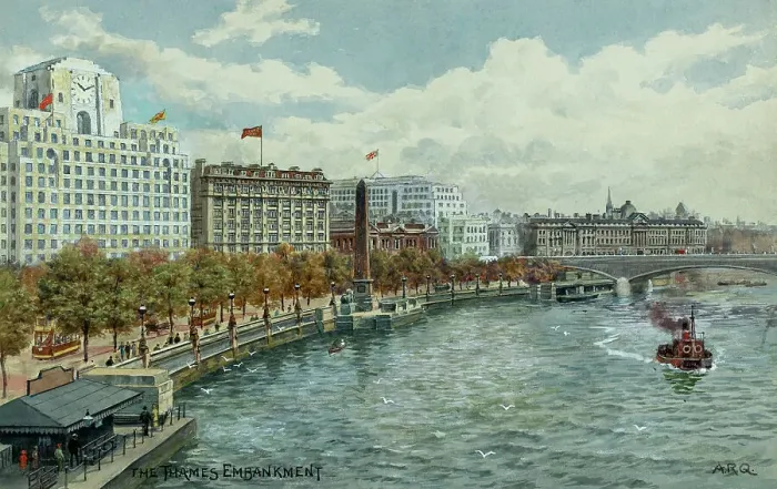 Framed Print : The Thames Embankment, London Framed Print : The Thames Embankment, London