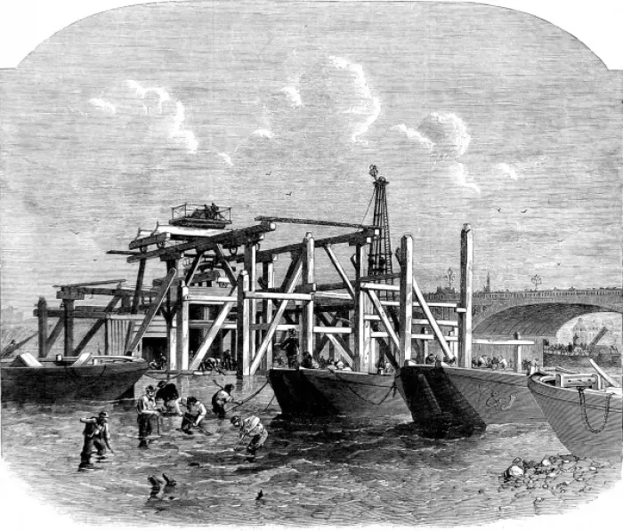Framed Print : The Thames Embankment Works, London, 1864 Framed Print : The Thames Embankment Works, London, 1864