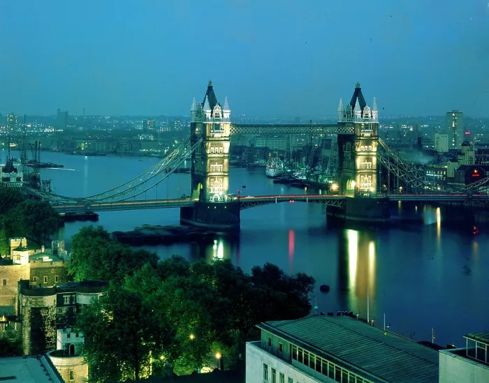 Framed Print : The Thames and Tower Bridge, London Date: circa 1960s Framed Print : The Thames and Tower Bridge, London Date: circa 1960s