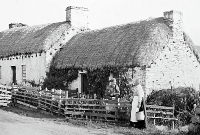 Framed Print : Thatched cottage, Peel Head, Isle of Man, Victorian period Framed Print : Thatched cottage, Peel Head, Isle of Man, Victorian period