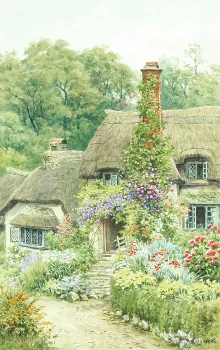 Framed Print : Thatched cottages at Selworthy, Somerset Framed Print : Thatched cottages at Selworthy, Somerset