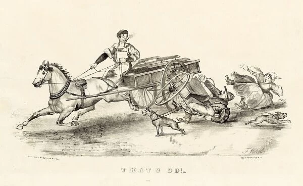 Thats So! A man driving a horse and carriage running over a couple in a dog cart Date: ca