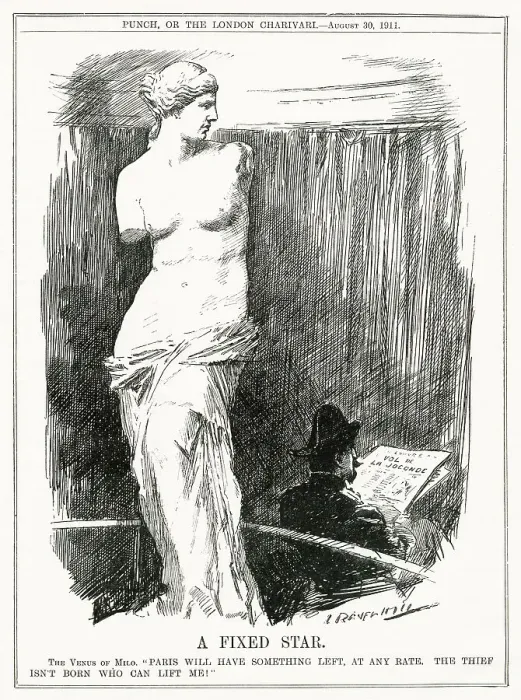 Framed Print : That's the advantage of collecting statuary, it's not as easy to steal as the Mona Lisa. Date: 1911 Framed Print : That's the advantage of collecting statuary, it's not as easy to steal as the Mona Lisa. Date: 1911