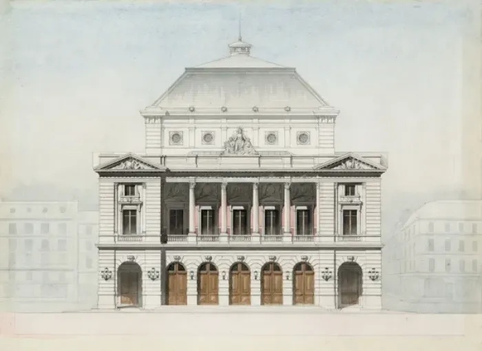 Framed Print : Theater facade. Elevation rendering Framed Print : Theater facade. Elevation rendering