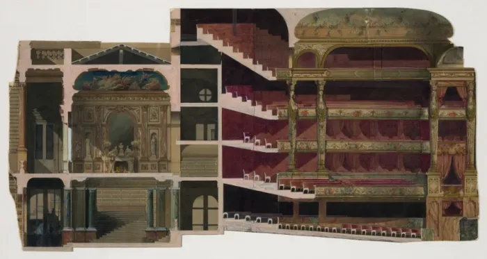 Framed Print : Theater interior. Section. Rendering Framed Print : Theater interior. Section. Rendering