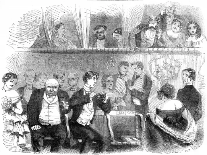 Framed Print : Theatre going: the audience, 1858 Framed Print : Theatre going: the audience, 1858