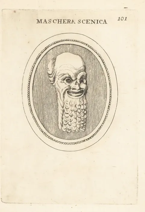 Framed Print : Theatrical mask of a Silenus with an Egyptian curled beard Framed Print : Theatrical mask of a Silenus with an Egyptian curled beard
