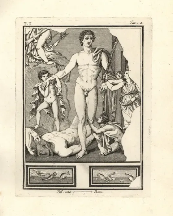 Framed Print : Theseus standing over the slain Minotaur in Crete Framed Print : Theseus standing over the slain Minotaur in Crete