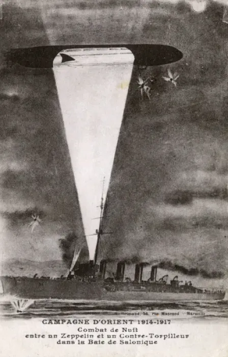 Framed Print : Thessaloniki - French Destroyer illuminates Zeppelin LZ85 Framed Print : Thessaloniki - French Destroyer illuminates Zeppelin LZ85
