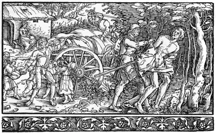 Framed Print : Thieves robbing a cart Framed Print : Thieves robbing a cart