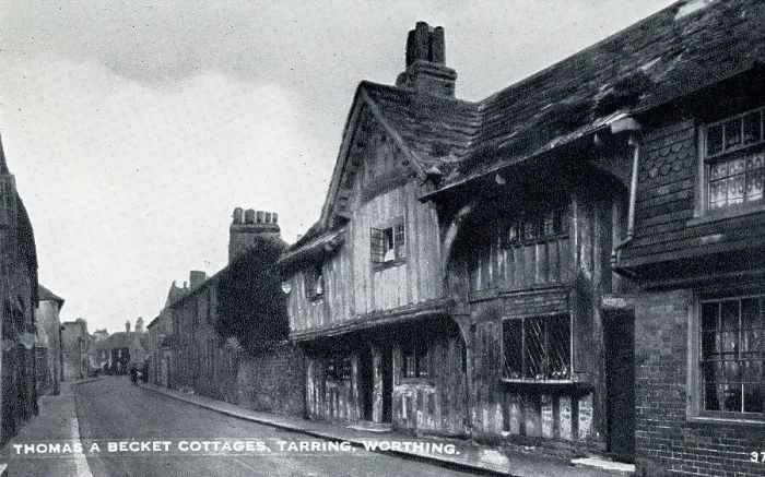 Framed Print : Thomas A Becket Cottages, Tarring, Worthing, Sussex Framed Print : Thomas A Becket Cottages, Tarring, Worthing, Sussex