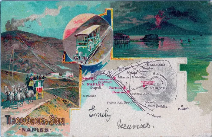 Framed Print : Thomas Cook Vesuvius Postcard pictures & map Framed Print : Thomas Cook Vesuvius Postcard pictures & map