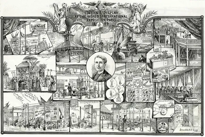 Framed Print : Thomas Edison's Display, Paris Exhibition of 1889 Framed Print : Thomas Edison's Display, Paris Exhibition of 1889