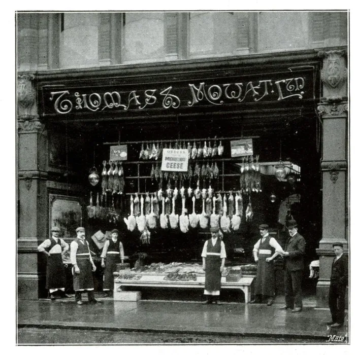 Framed Print : Thomas and Mowat, Butchers, High Street, Southampton Framed Print : Thomas and Mowat, Butchers, High Street, Southampton