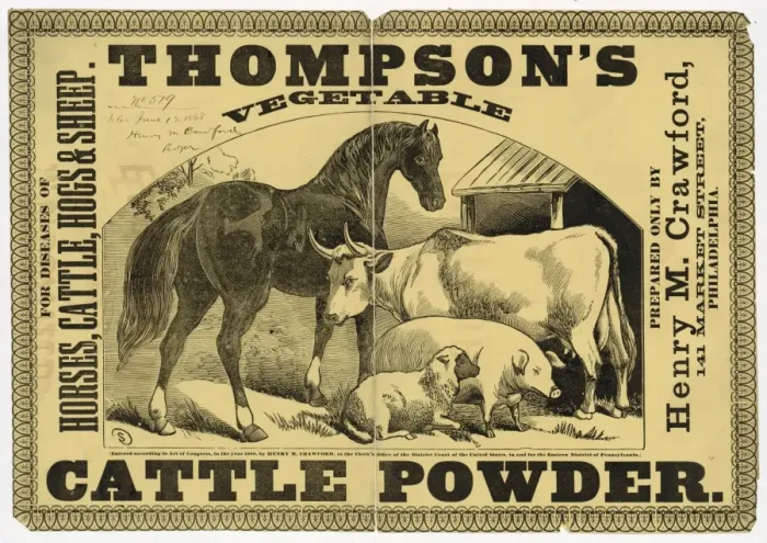 Framed Print : Thompsons vegetable cattle powder For diseases of horses, c Framed Print : Thompsons vegetable cattle powder For diseases of horses, c