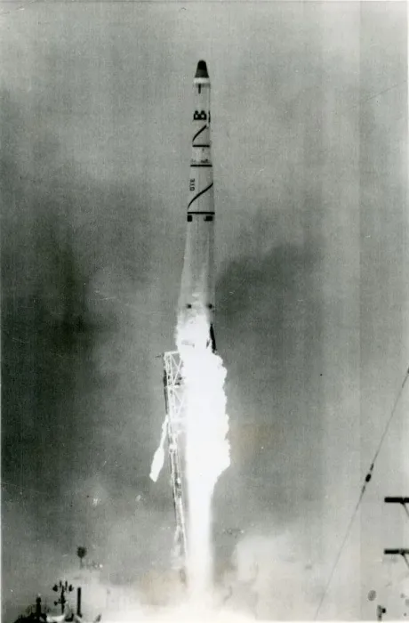 Framed Print : Thor-Agena rocket is launched from Vandenberg Air Force Base Framed Print : Thor-Agena rocket is launched from Vandenberg Air Force Base