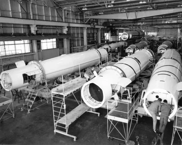 Framed Print : The Thor IRBM production line Framed Print : The Thor IRBM production line
