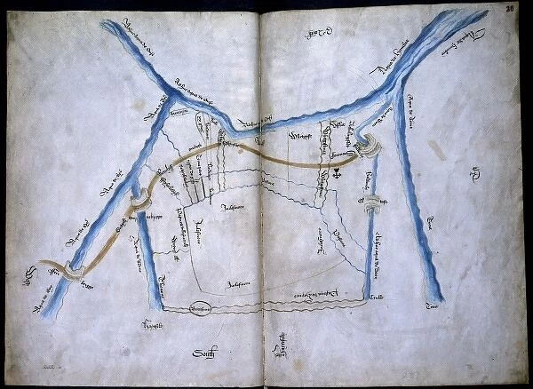 Thorne. Early map of Thorne, near Doncaster showing the River Ouse and the River Trent