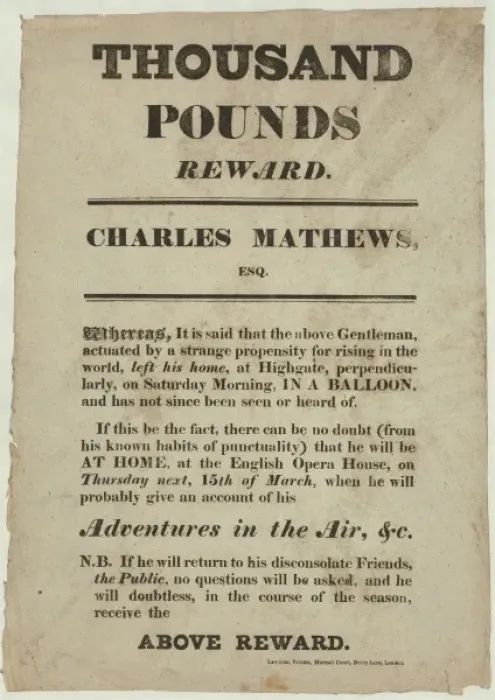 Framed Print : Thousand pounds reward. Charles Mathews, Esq Framed Print : Thousand pounds reward. Charles Mathews, Esq