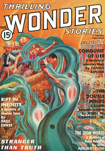 Thrilling Wonder Stories scifi magazine cover - THE DOUBLE MINDS